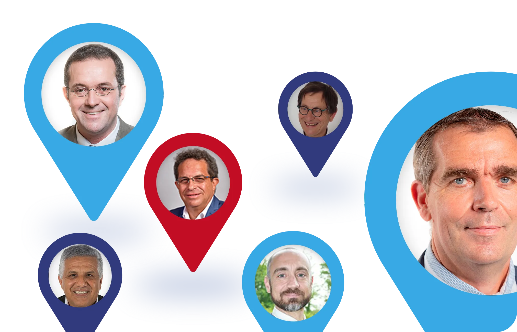 Pins avec photos de personnes membres du CA