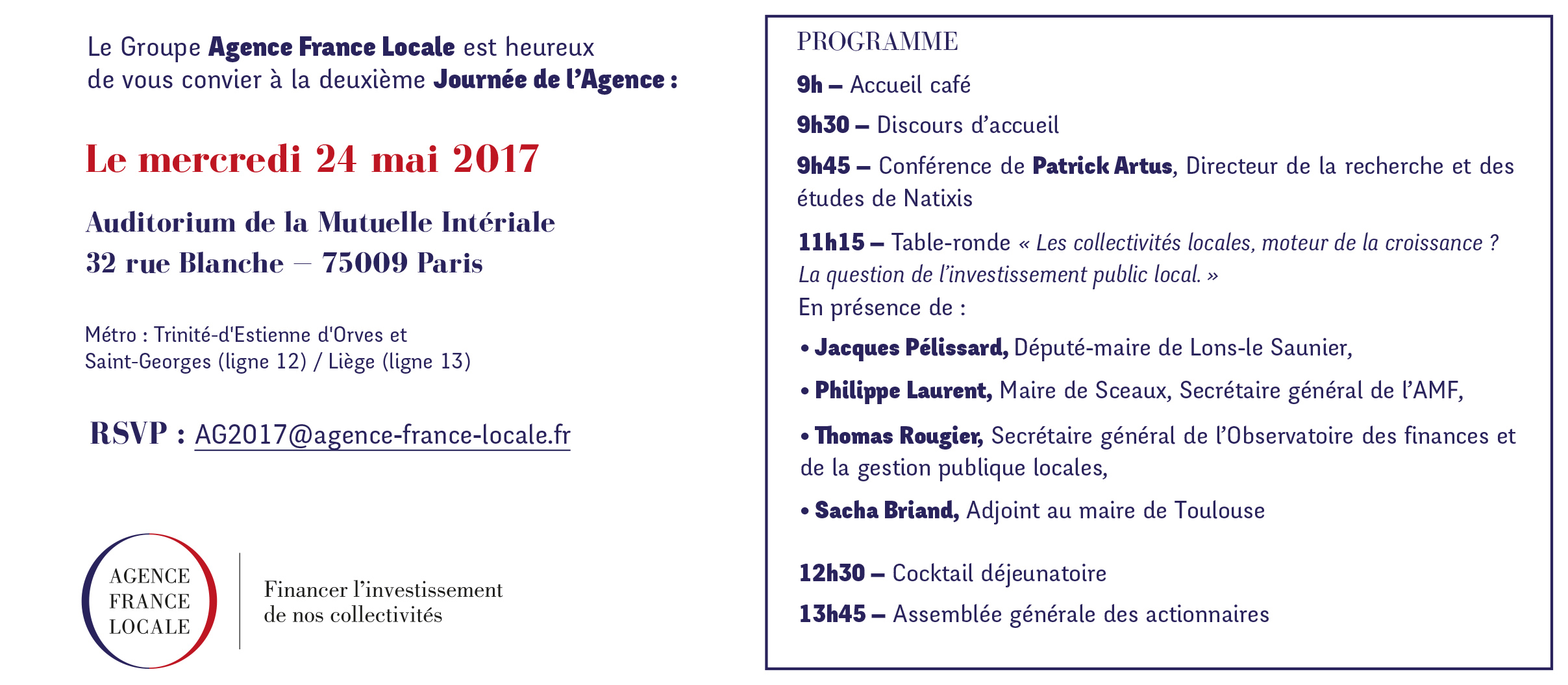 Programme Journée de l'Agence 2017